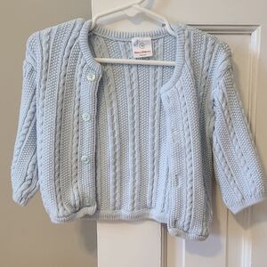 Hanna Andersson Pale Blue Cable Knit Cardigan (Size 6-12 Months)